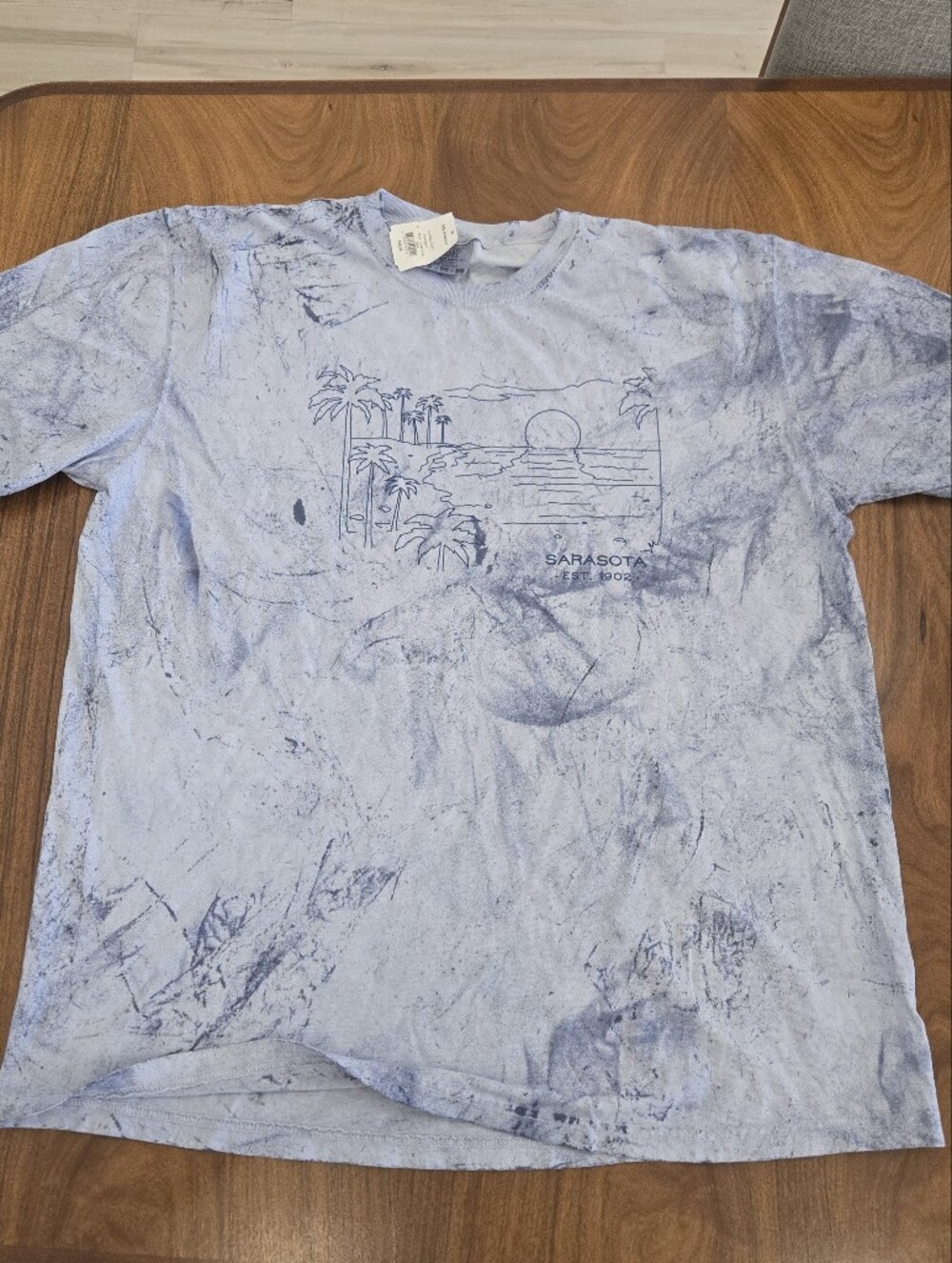Sarasota Graphic Tie-Dye Crewneck T-Shirt - Light Blue